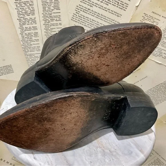 Free People Frye Billy Inside Zip Boot Distressed Black Leather Pointy Toe - Picture 13 of 13